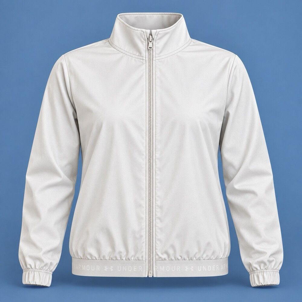 Under Armour Light Gray HeatGear Mesh Lined Full Zip Track Jacket Women SM GUC
